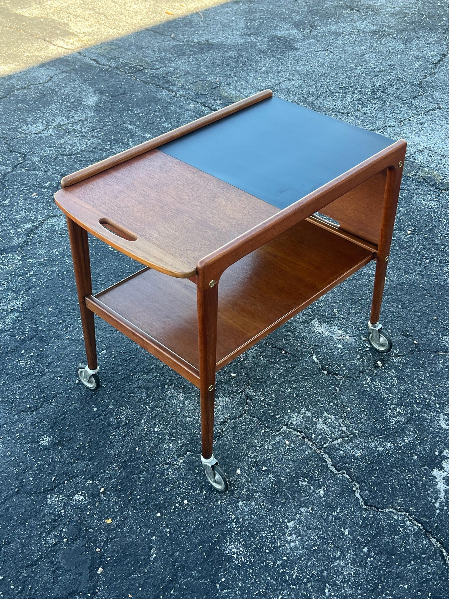 Frisman Vintage Classic Teak Mid Century Trolley / Bar Cart by Yngve Ekstrom Sweden Ca' 1960s