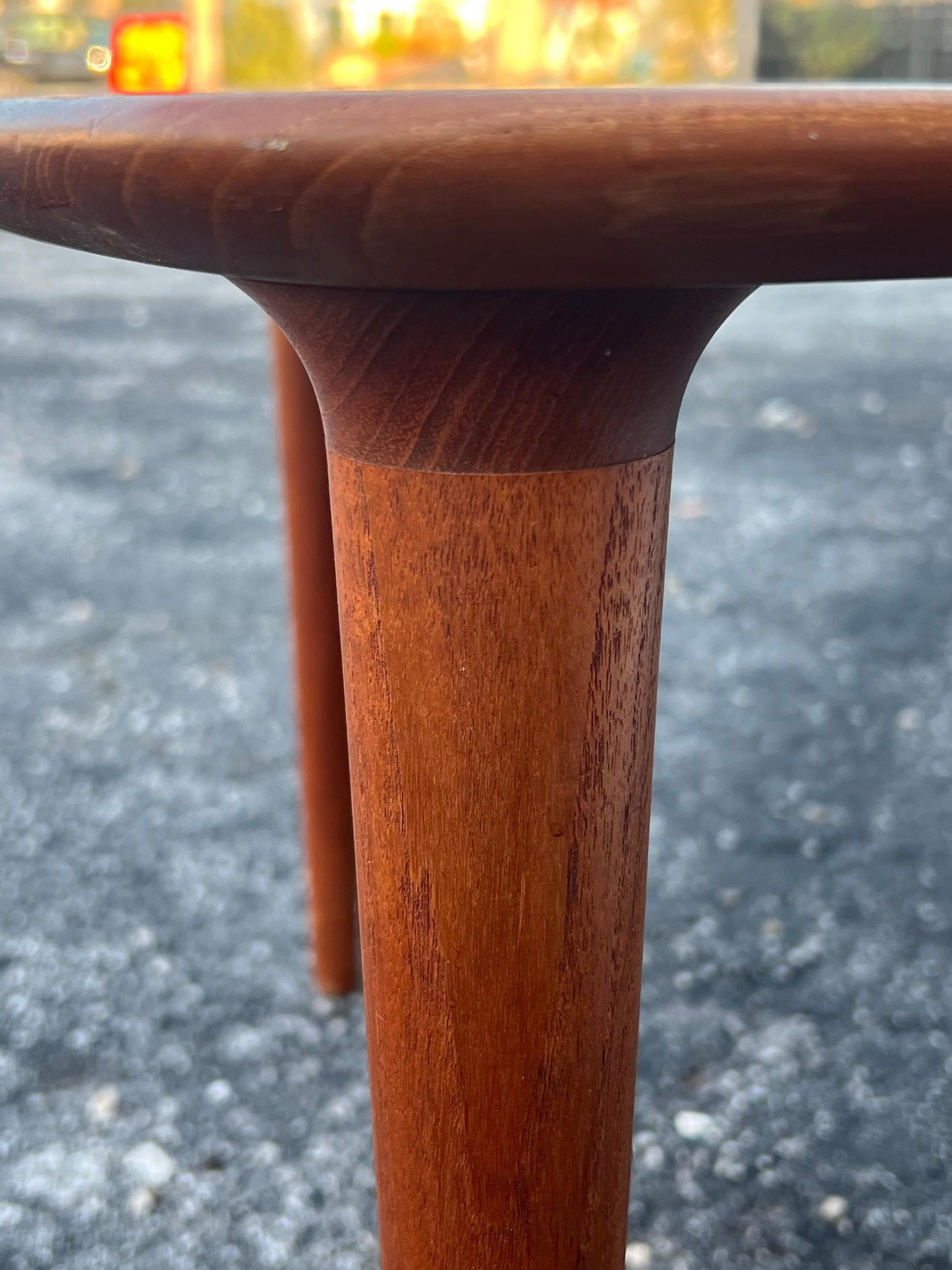 Frisman Vintage Scandinavian Sculptural Solid Teak Triangular Side Table by Gustav Bahus