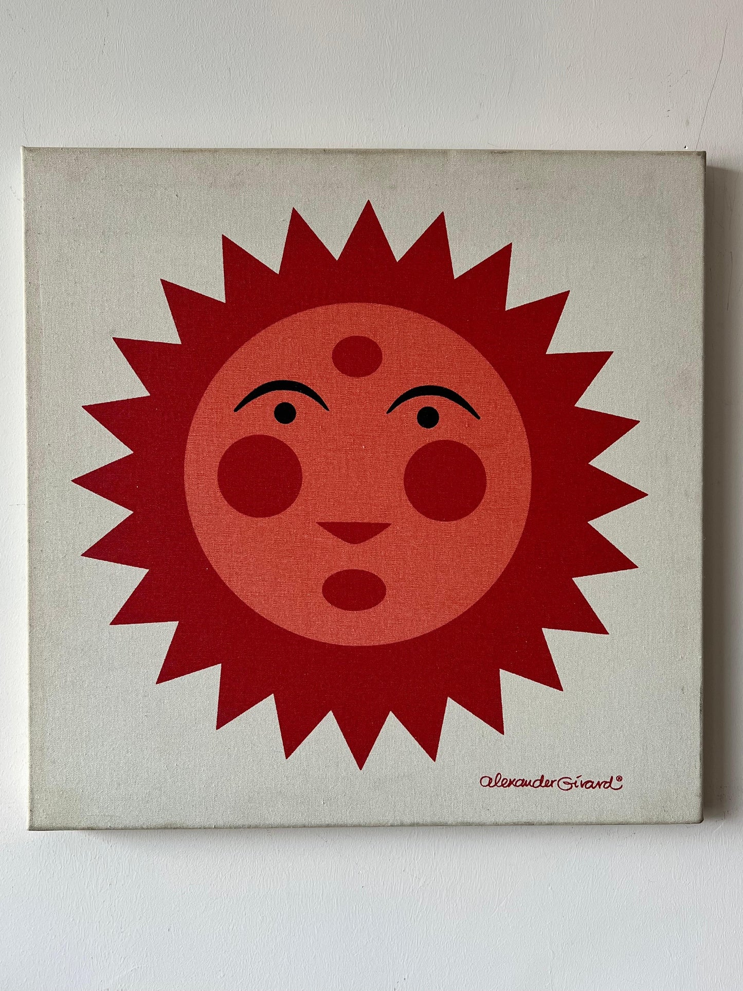 Frisman Vintage A Vintage  Alexander Girard Sun Screenprint On Canvas ca' 1970's