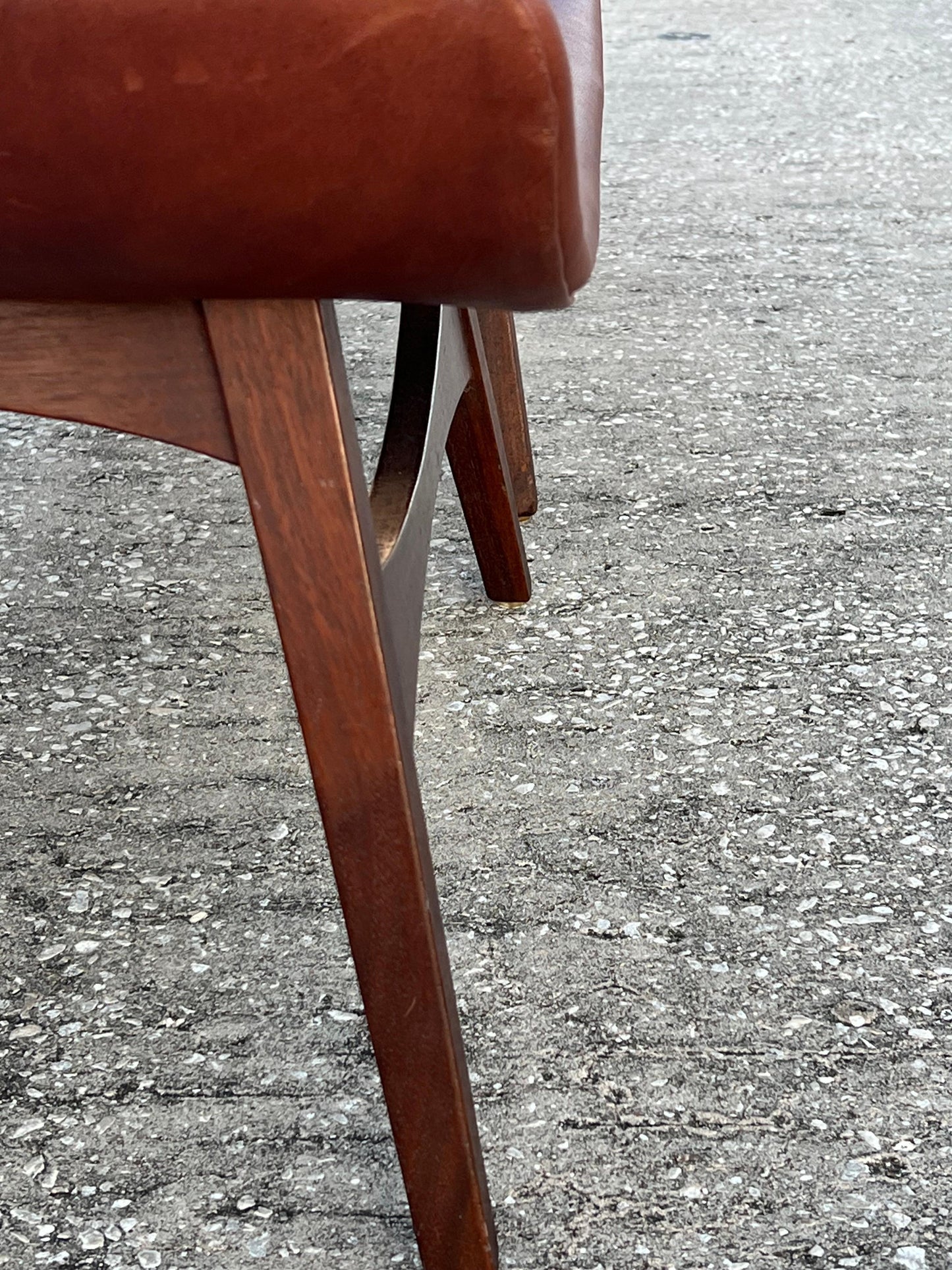 Frisman Vintage A Pair Of Mel Abitz Large Stools For Galloway's Ca' 1960's in Brown Leather