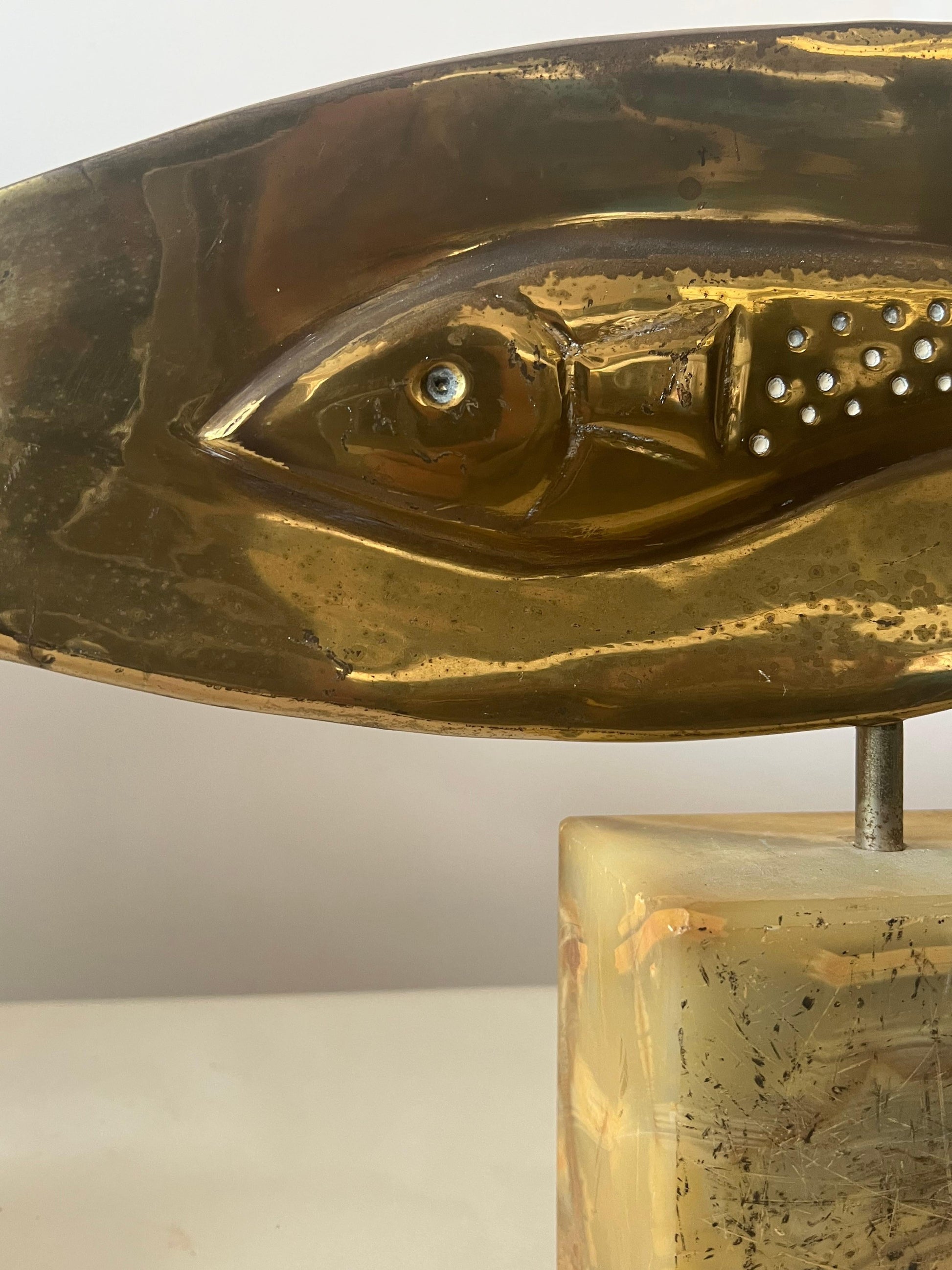 Frisman Vintage Pair of Large Brass Fish Sculptures by Curtis Jere