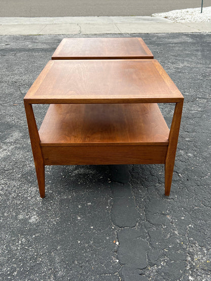 Frisman Vintage Pair of Large End Tables by Century Furniture With Drawers