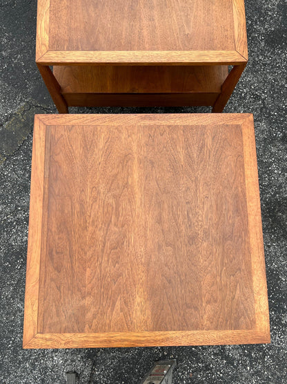 Frisman Vintage Pair of Large End Tables by Century Furniture With Drawers