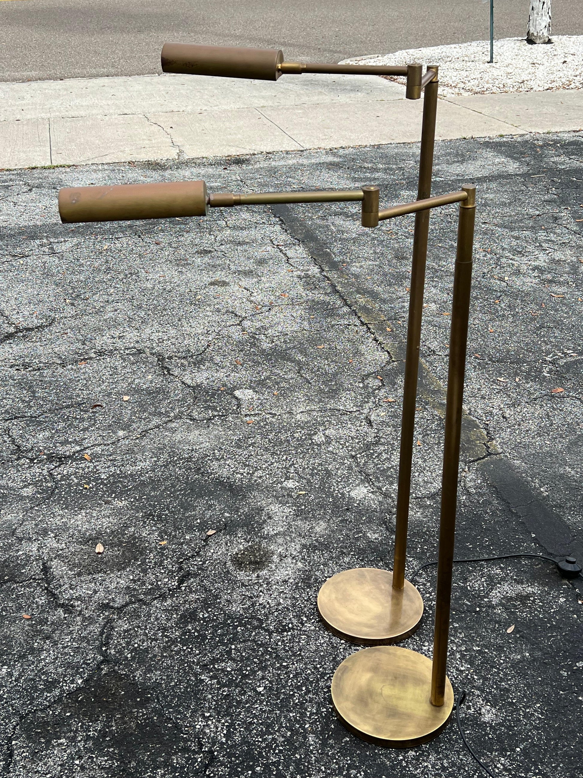 Frisman Vintage Articulated Brass Floor Lamps By Koch & Lowy