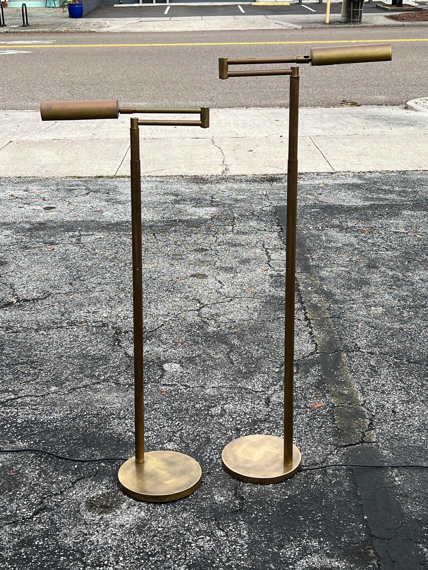 Frisman Vintage Articulated Brass Floor Lamps By Koch & Lowy