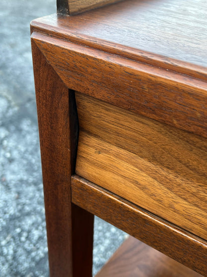 Frisman Vintage Edward Wormley Dunbar Night Stands Walnut  With Rosewood Handles Ca' 1950's