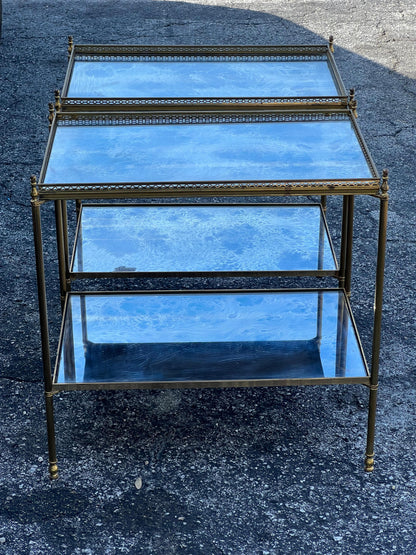 Frisman Vintage A Pair Of Classic Bagues Side Tables With Eglomise Tops ca' 1970's
