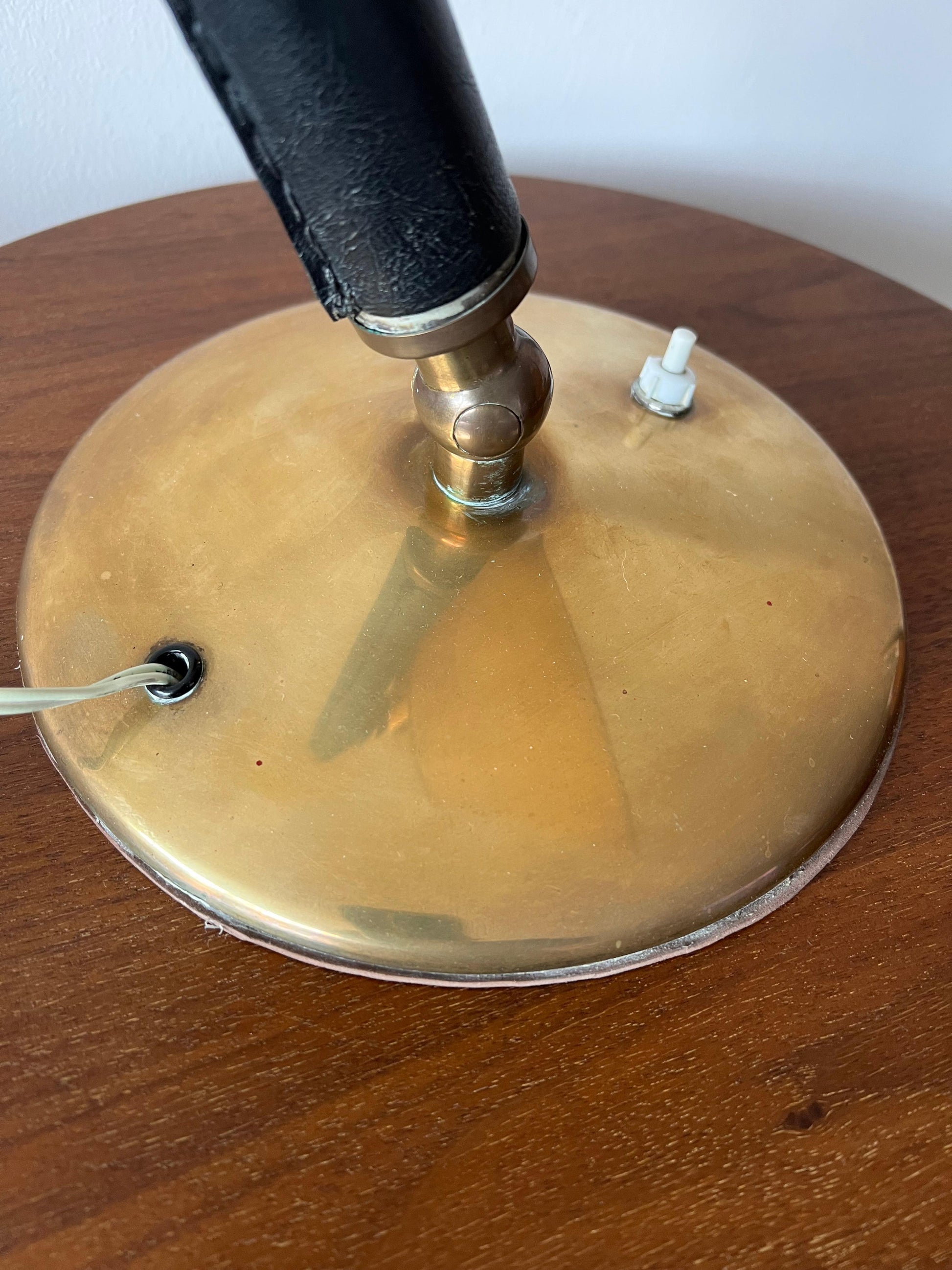 Frisman Vintage Vintage Hermes Style Table Lamp Brass Parchment Shade 1950's
