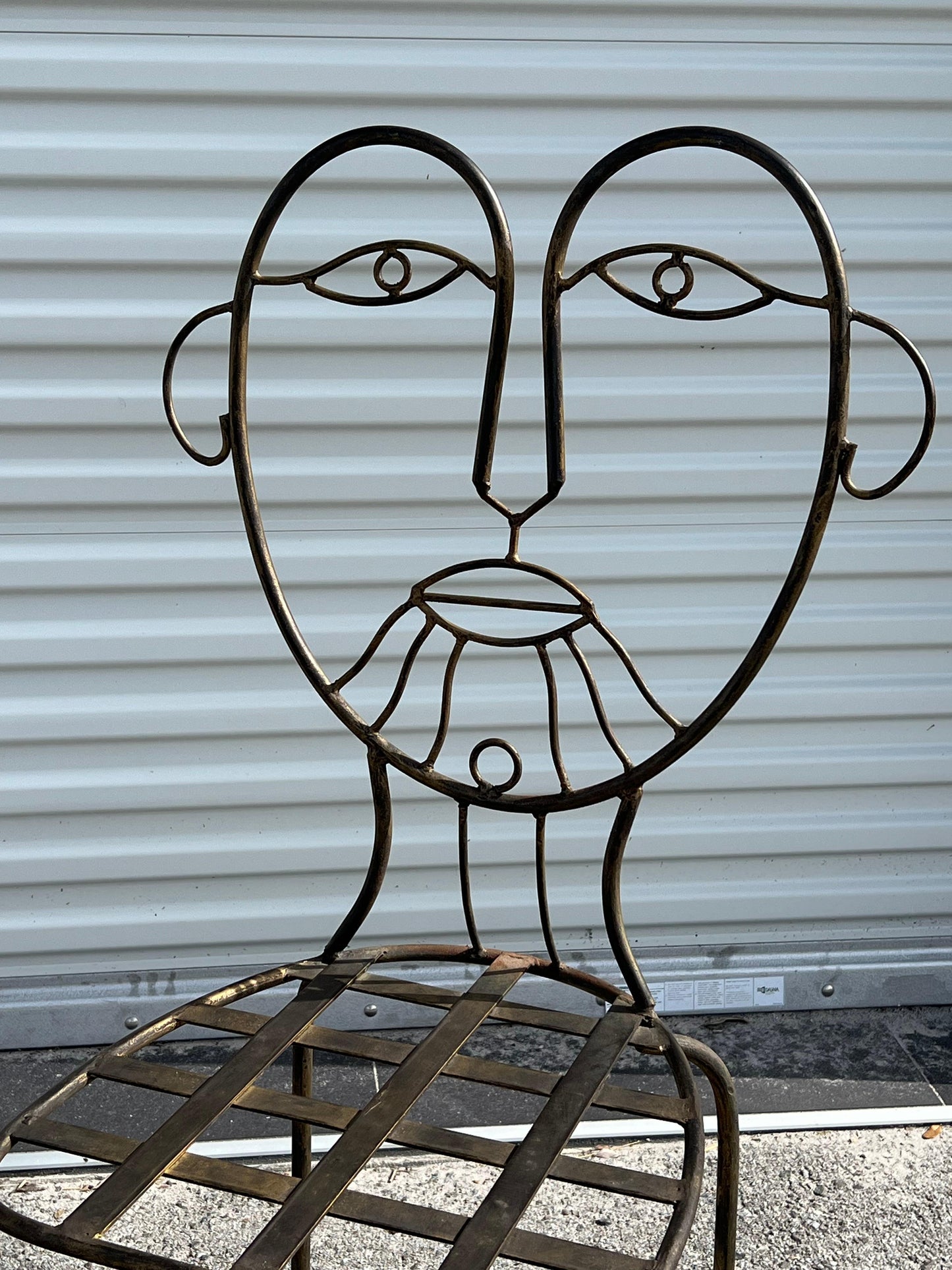 Frisman Vintage Vintage Man and Woman Pop Art Chairs Heavy Iron Bronze Finish 1980's Whimsical