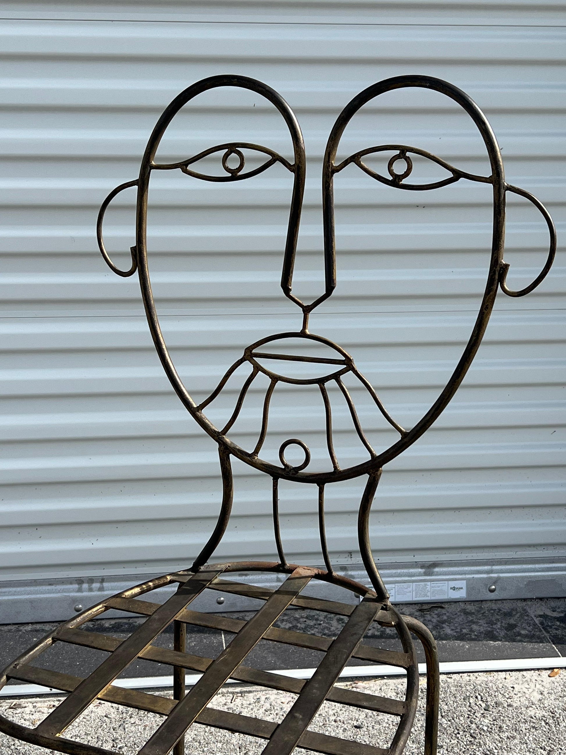 Frisman Vintage Vintage Man and Woman Pop Art Chairs Heavy Iron Bronze Finish 1980's Whimsical