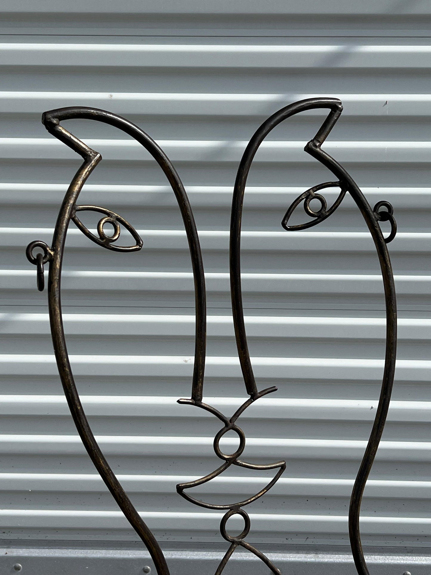Frisman Vintage Vintage Man and Woman Pop Art Chairs Heavy Iron Bronze Finish 1980's Whimsical