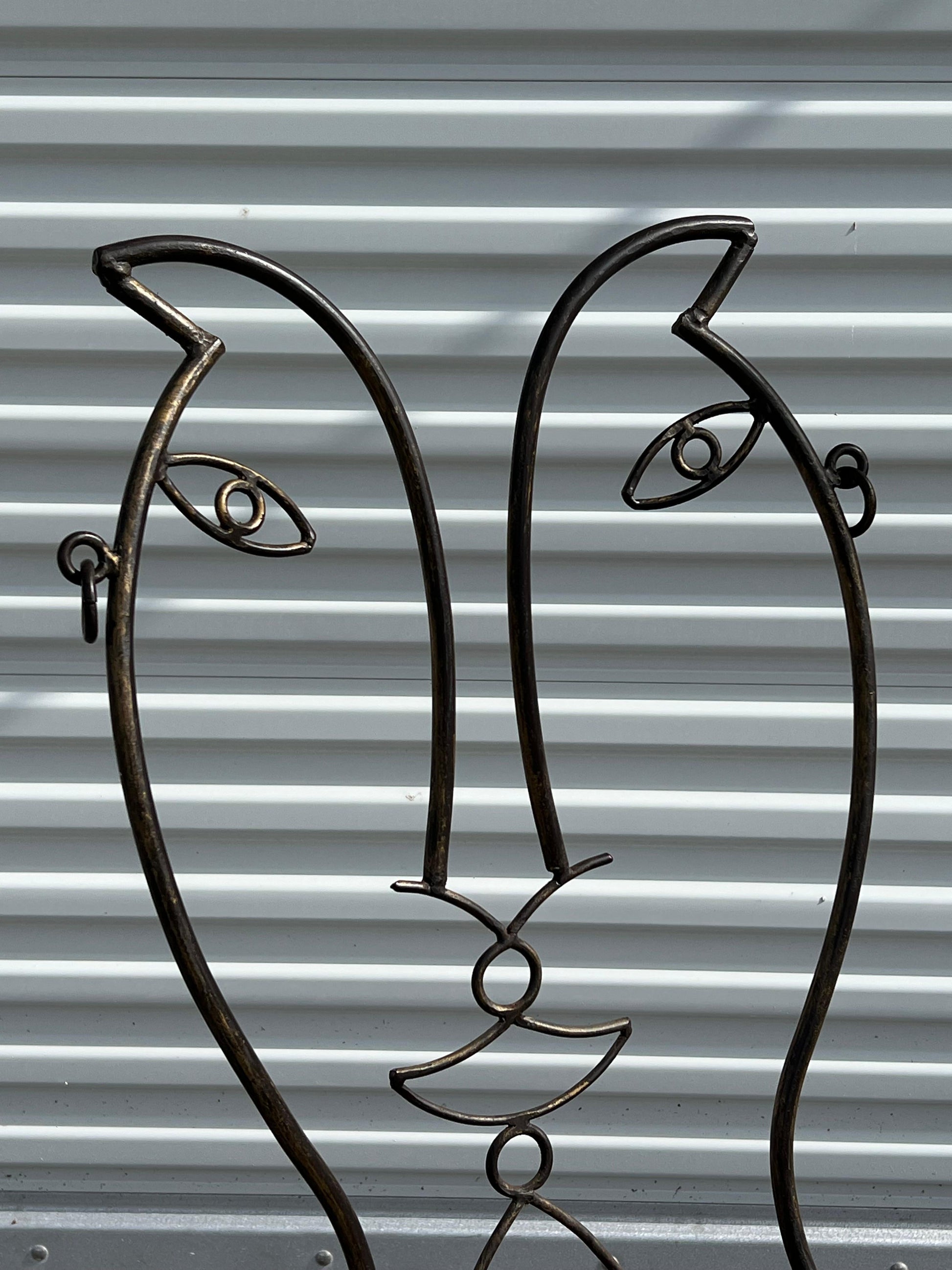 Frisman Vintage Vintage Man and Woman Pop Art Chairs Heavy Iron Bronze Finish 1980's Whimsical