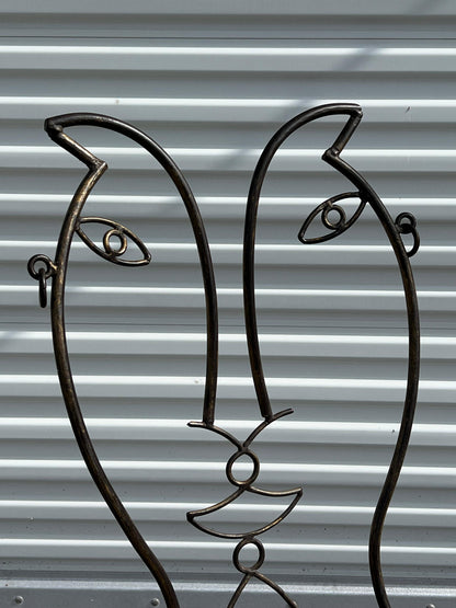 Frisman Vintage Vintage Man and Woman Pop Art Chairs Heavy Iron Bronze Finish 1980's Whimsical