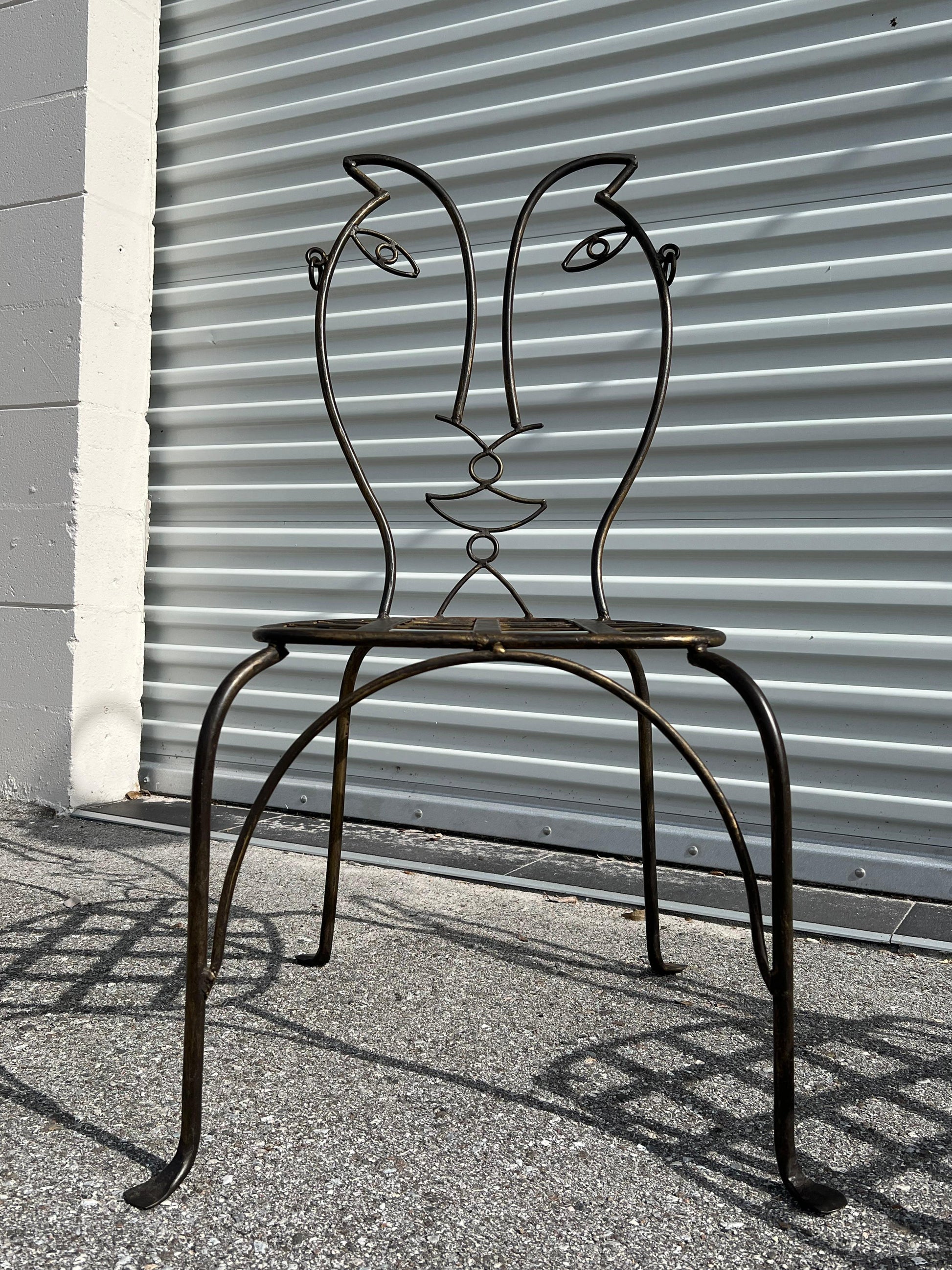 Frisman Vintage Vintage Man and Woman Pop Art Chairs Heavy Iron Bronze Finish 1980's Whimsical