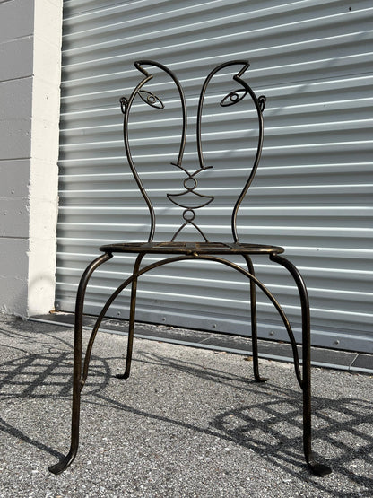 Frisman Vintage Vintage Man and Woman Pop Art Chairs Heavy Iron Bronze Finish 1980's Whimsical
