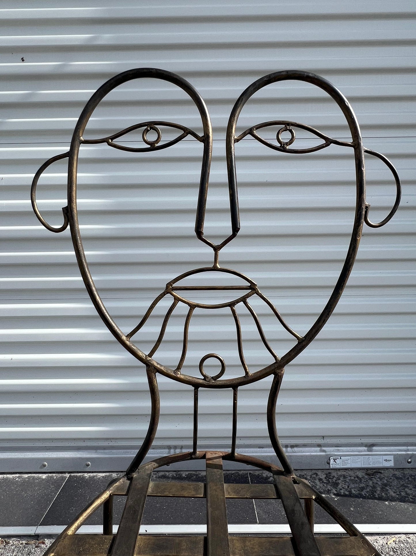 Frisman Vintage Vintage Man and Woman Pop Art Chairs Heavy Iron Bronze Finish 1980's Whimsical