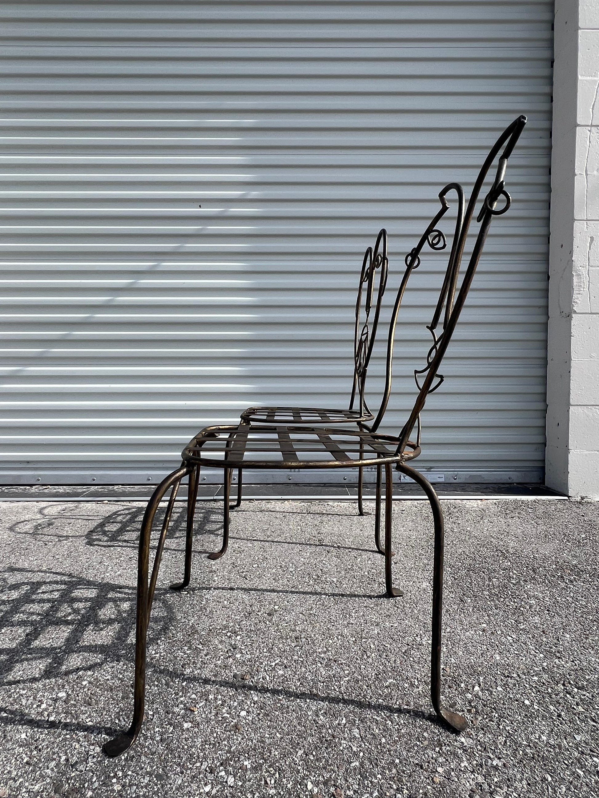 Frisman Vintage Vintage Man and Woman Pop Art Chairs Heavy Iron Bronze Finish 1980's Whimsical