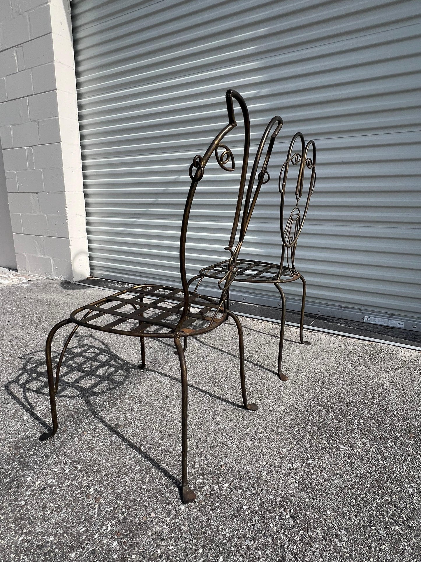 Frisman Vintage Vintage Man and Woman Pop Art Chairs Heavy Iron Bronze Finish 1980's Whimsical