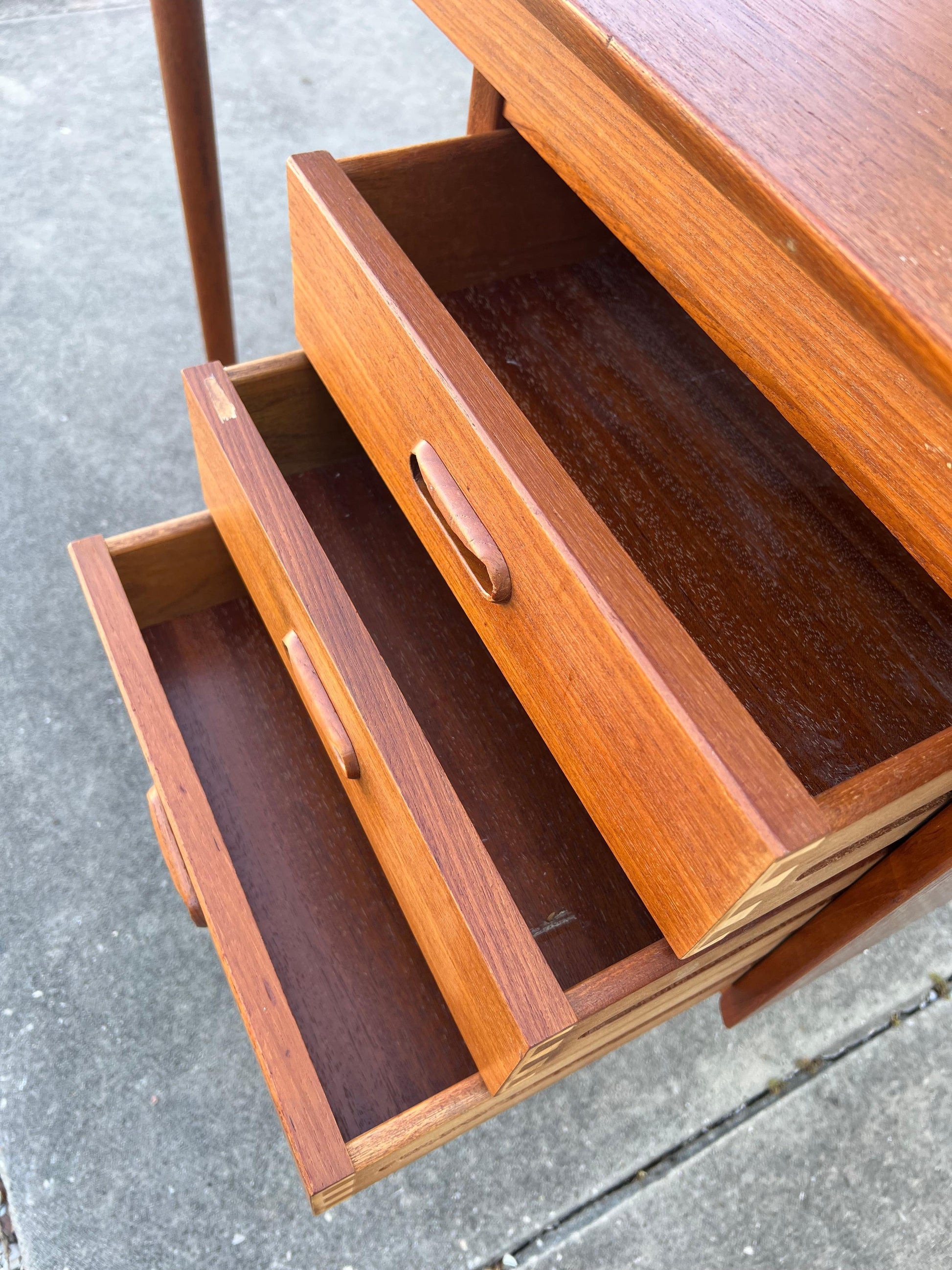 Frisman Vintage Arne Vodder Drop Leaf Desk Denmark Teak Sliding Drawers 1960's MCM