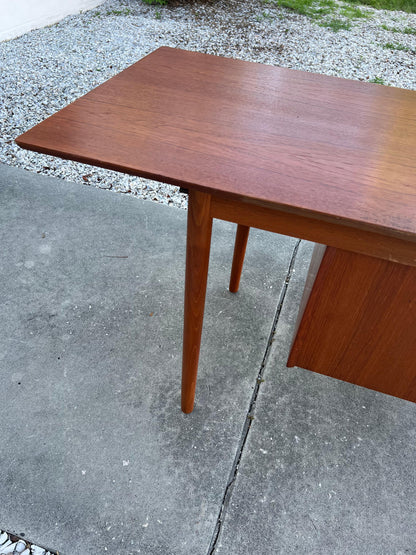 Frisman Vintage Arne Vodder Drop Leaf Desk Denmark Teak Sliding Drawers 1960's MCM