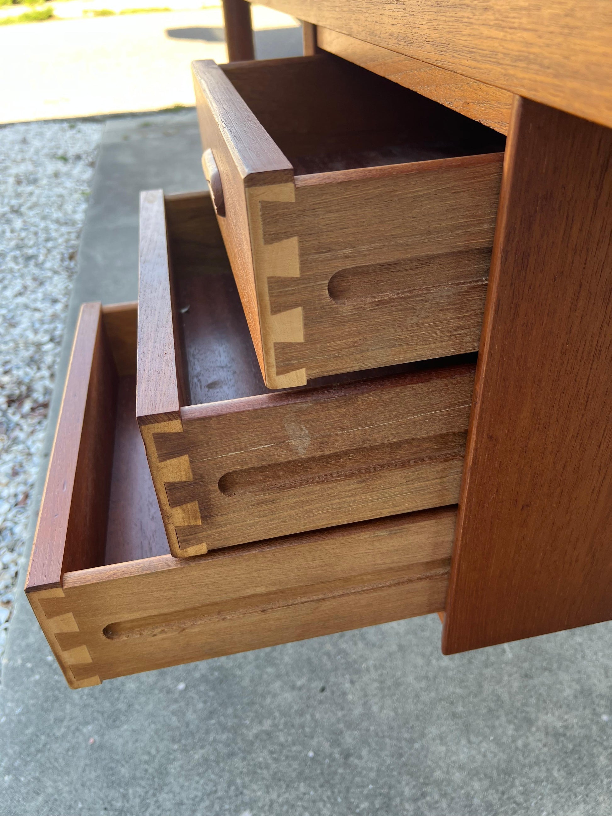 Frisman Vintage Arne Vodder Drop Leaf Desk Denmark Teak Sliding Drawers 1960's MCM