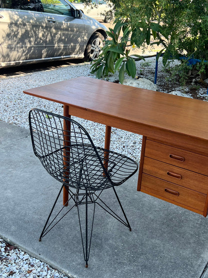 Frisman Vintage Arne Vodder Drop Leaf Desk Denmark Teak Sliding Drawers 1950's MCM