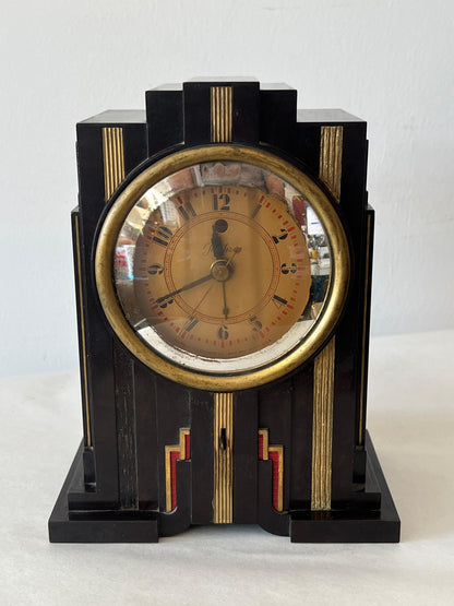 Frisman Vintage Vintage Art Deco Telechron Electroalarm  Skyscraper Desk Clock Bakelite