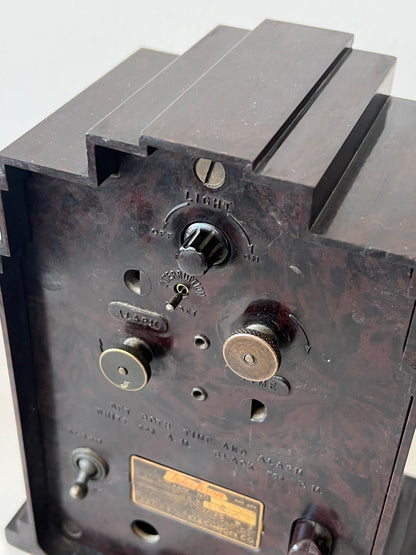 Frisman Vintage Vintage Art Deco Telechron Electroalarm  Skyscraper Desk Clock Bakelite