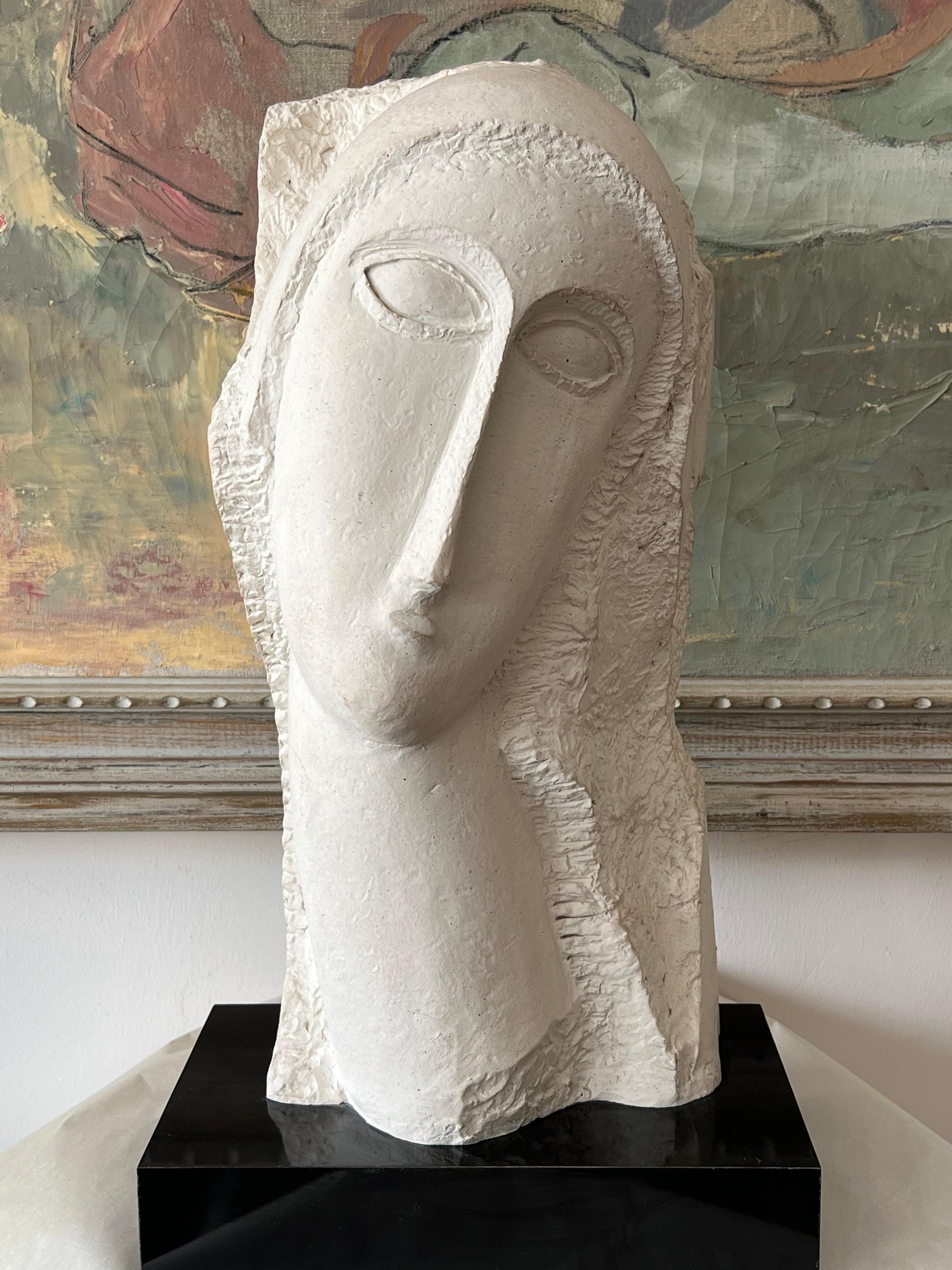 Frisman Vintage 80's Modigliani insp David Fisher Woman Head Bust Tete Sculpture Austin Prods