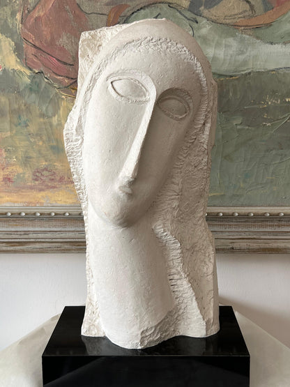 Frisman Vintage 80's Modigliani insp David Fisher Woman Head Bust Tete Sculpture Austin Prods