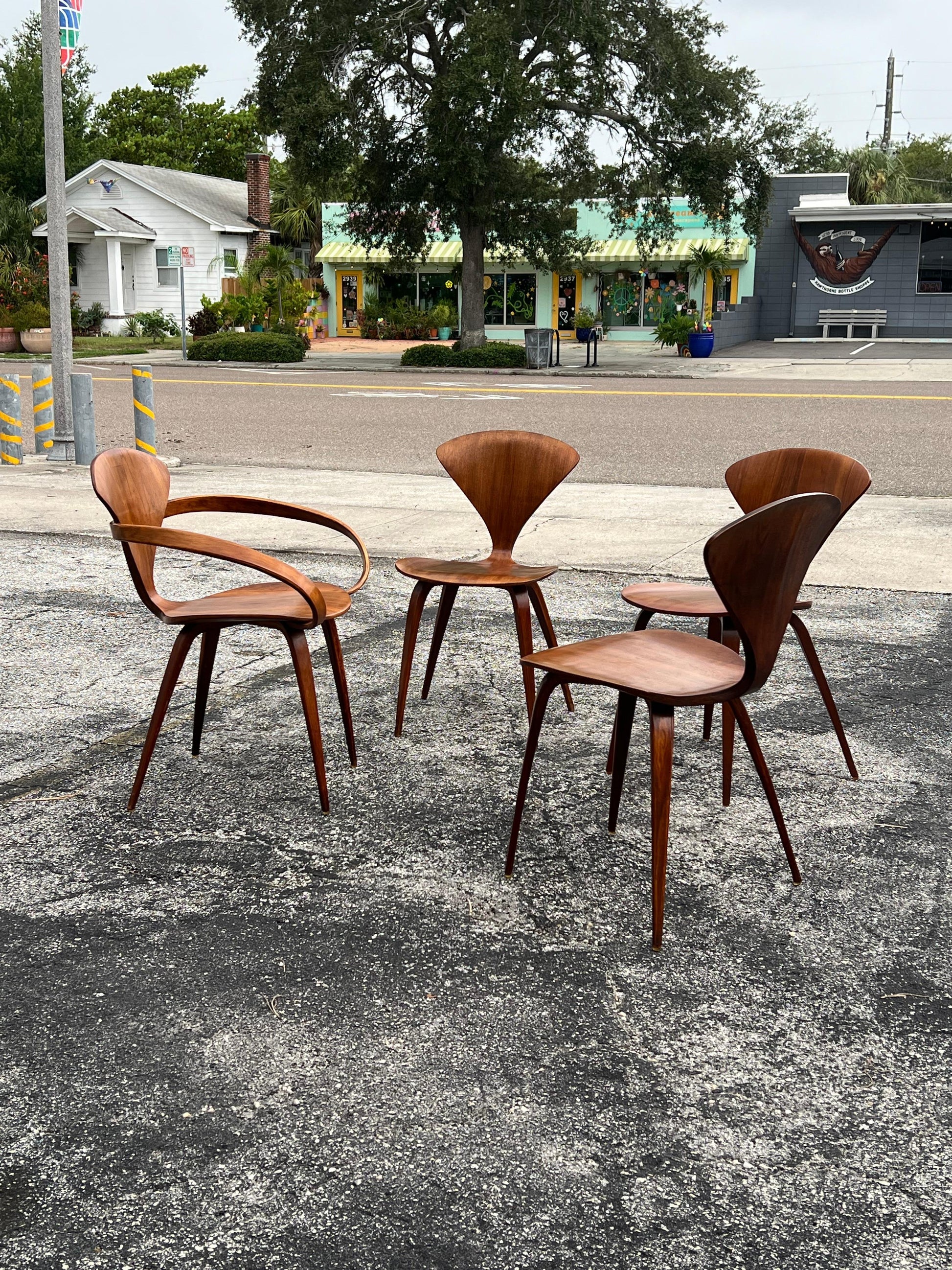 Frisman Vintage A Vintage Norman Cherner Plycraft Arm Chair  And Three Side Chairs ca' 1950's