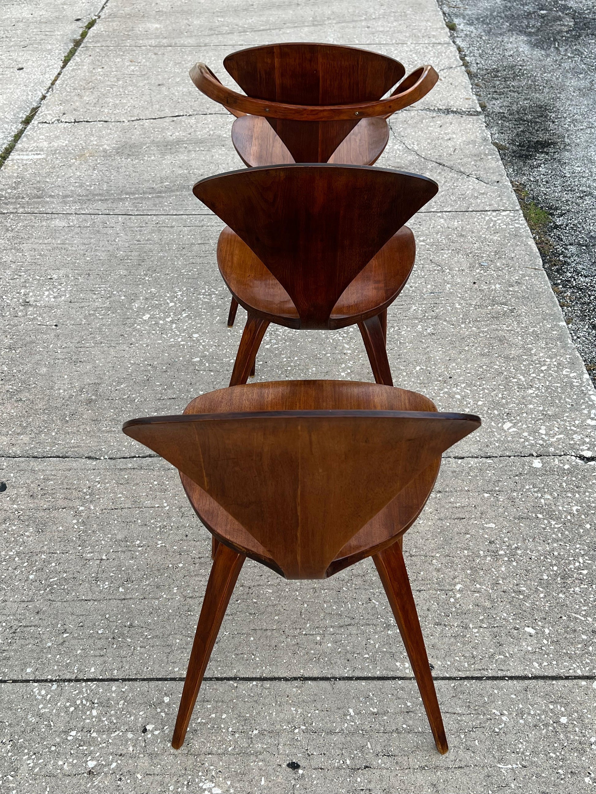 Frisman Vintage A Vintage Norman Cherner Plycraft Arm Chair  And Three Side Chairs ca' 1950's
