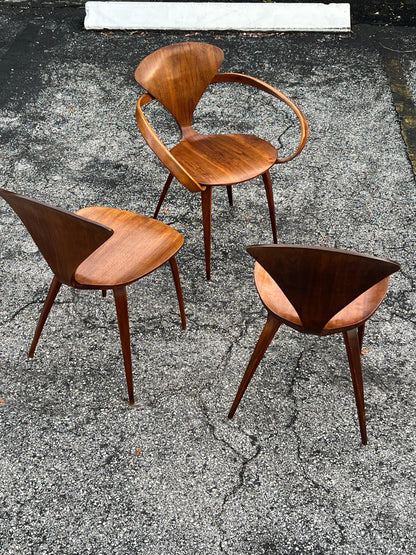 Frisman Vintage A Vintage Norman Cherner Plycraft Arm Chair  And Three Side Chairs ca' 1950's