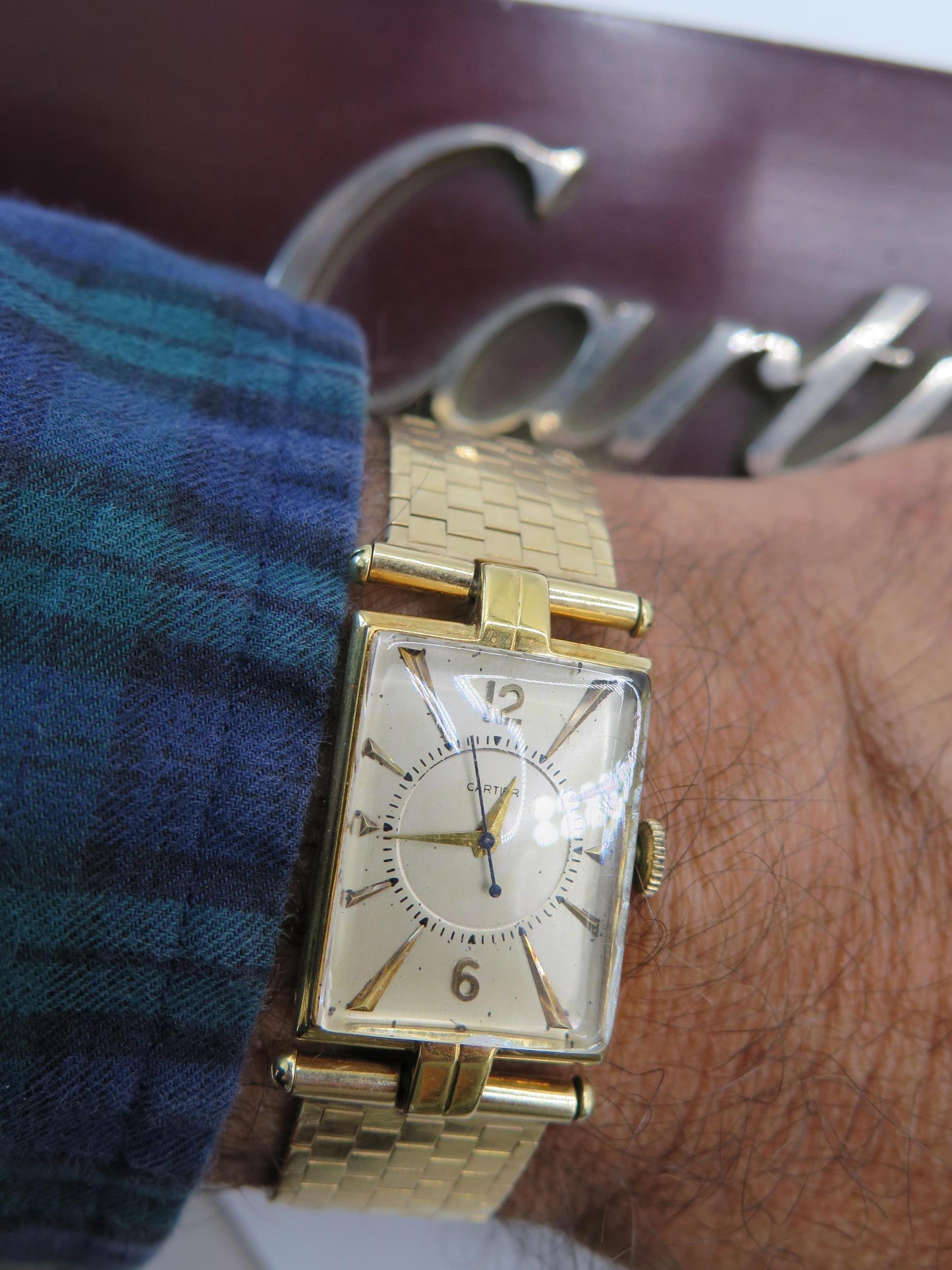 Frisman Vintage Cartier Tank Watch ca' 1940's With Gold Bracelet