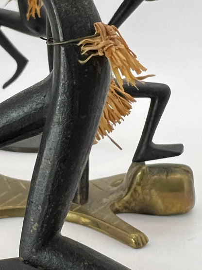 Frisman Vintage African Native Warrior Bronze Sculptures, Werkstatte Hagenauer, Austria, 1950s
