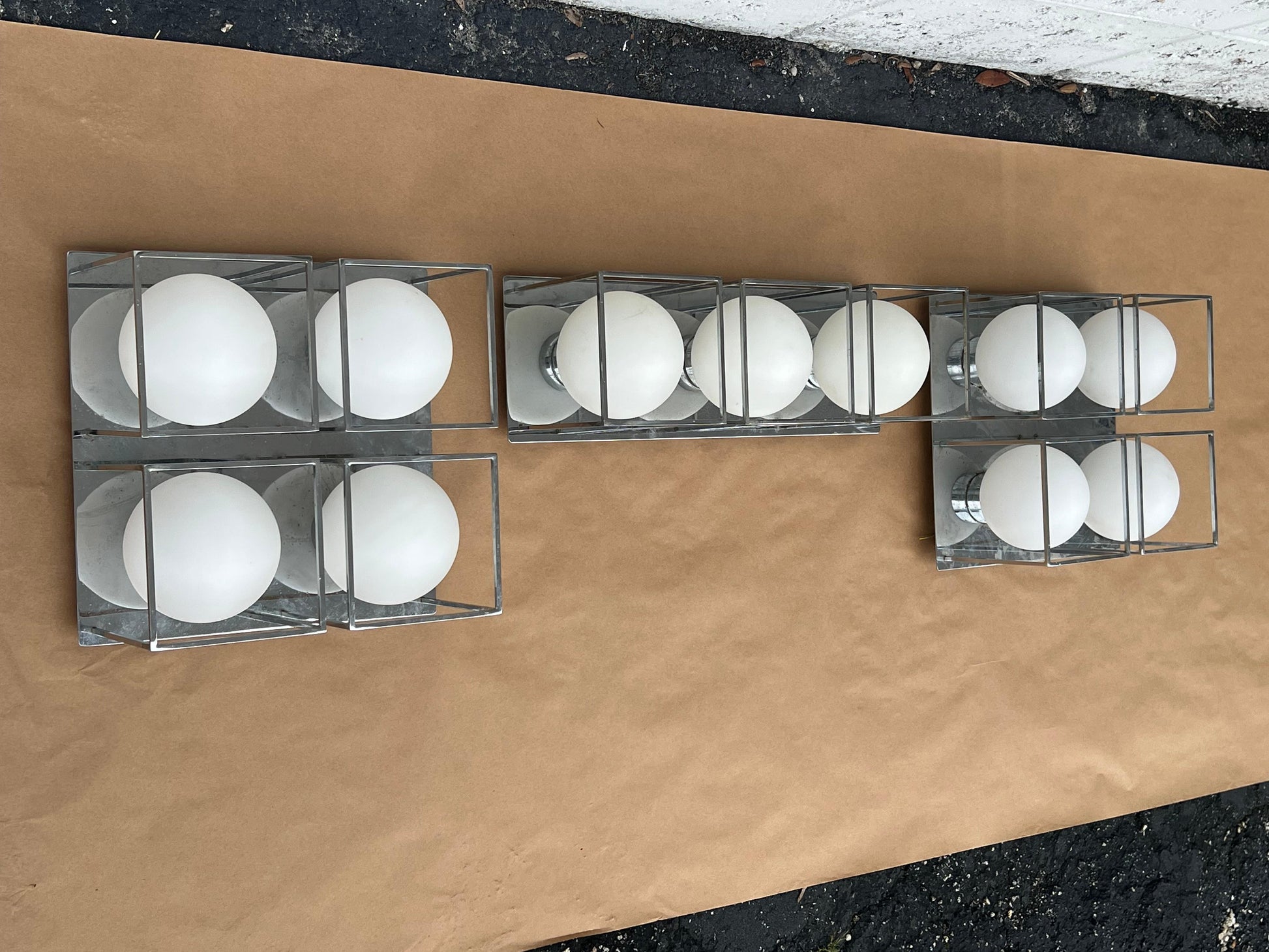 Frisman Vintage Space Age Wall Or Ceiling Lights Chrome And Glass