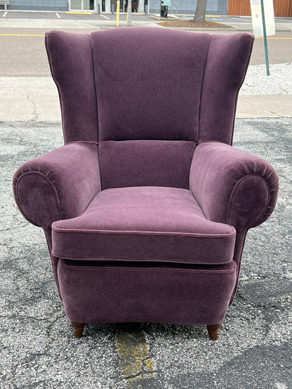 Frisman Vintage Unusual Italian Wingback Chair ca' 1940's Mohair