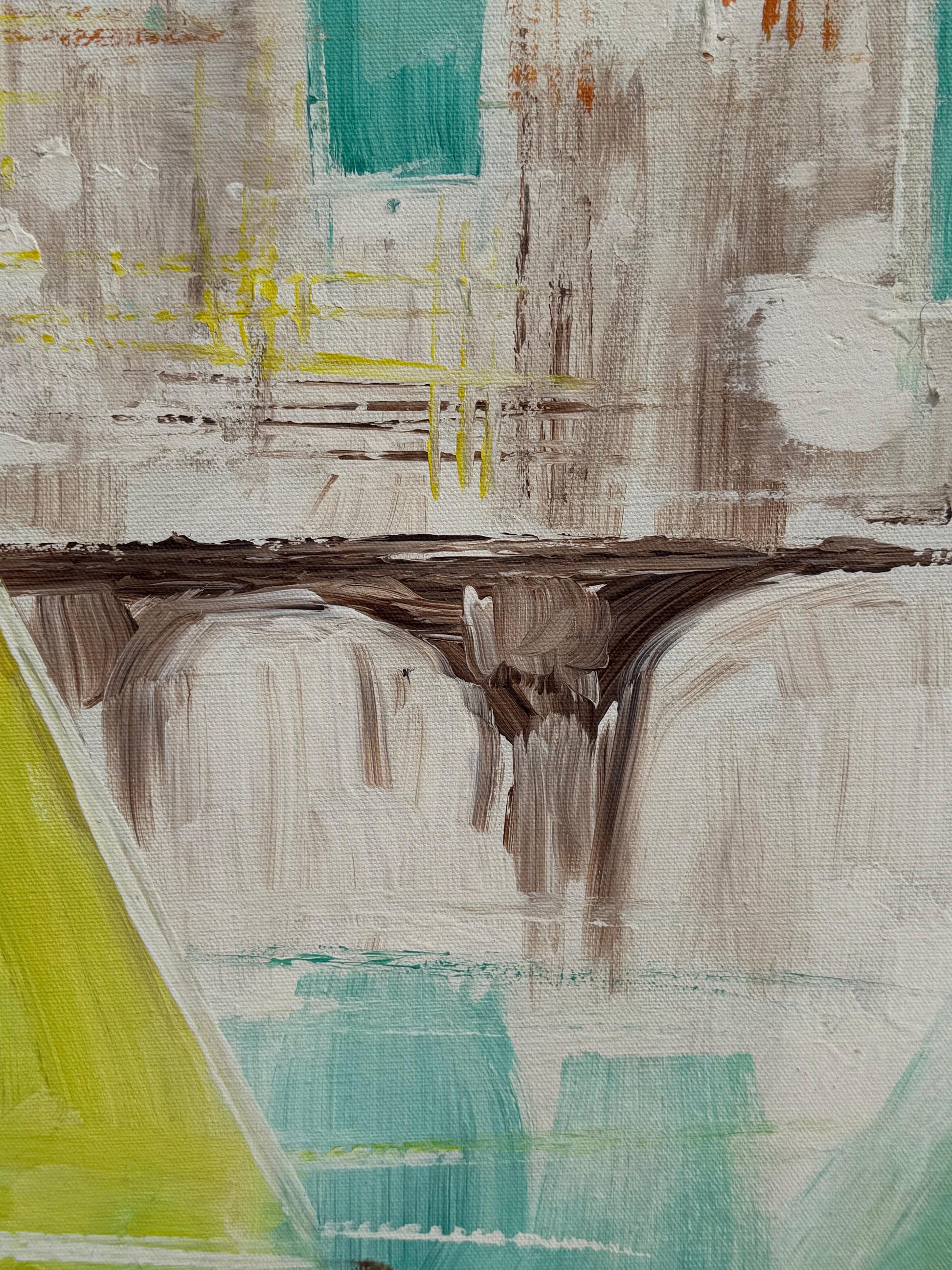 Frisman Vintage A Nautical Painting By Le Mark Harbor Scene Mid Century Aqua Blue