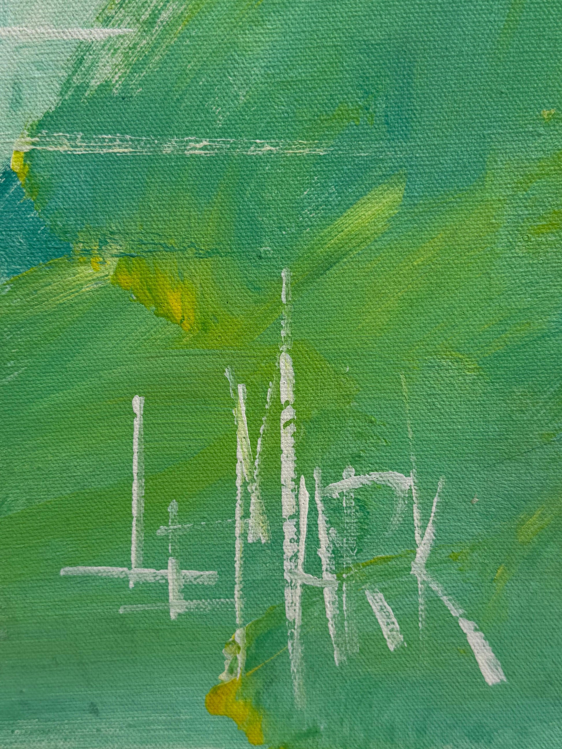 Frisman Vintage A Nautical Painting By Le Mark Harbor Scene Mid Century Aqua Blue