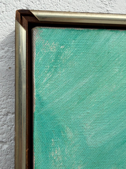 Frisman Vintage A Nautical Painting By Le Mark Harbor Scene Mid Century Aqua Blue