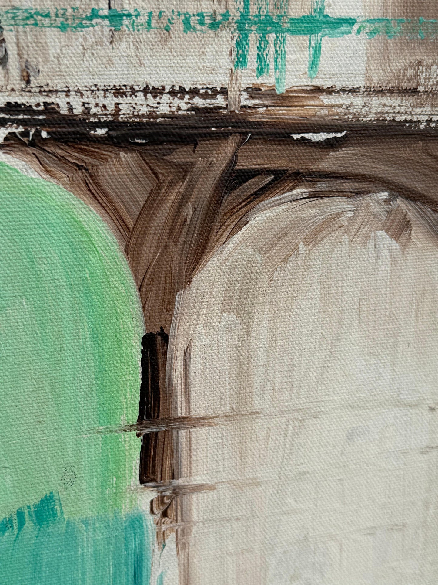 Frisman Vintage A Nautical Painting By Le Mark Harbor Scene Mid Century Aqua Blue