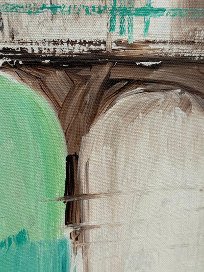 Frisman Vintage A Nautical Painting By Le Mark Harbor Scene Mid Century Aqua Blue