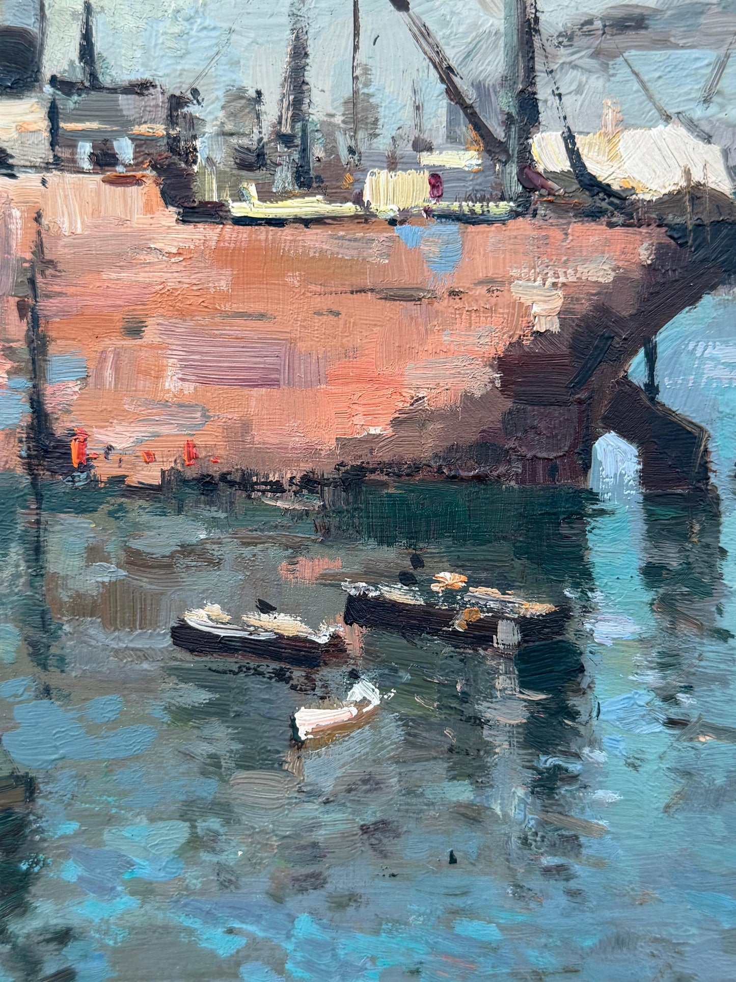 Frisman Vintage A Vintage Painting By Italian Artist Carlo Marra "Harbor Scene Napoli" ca' 1960'