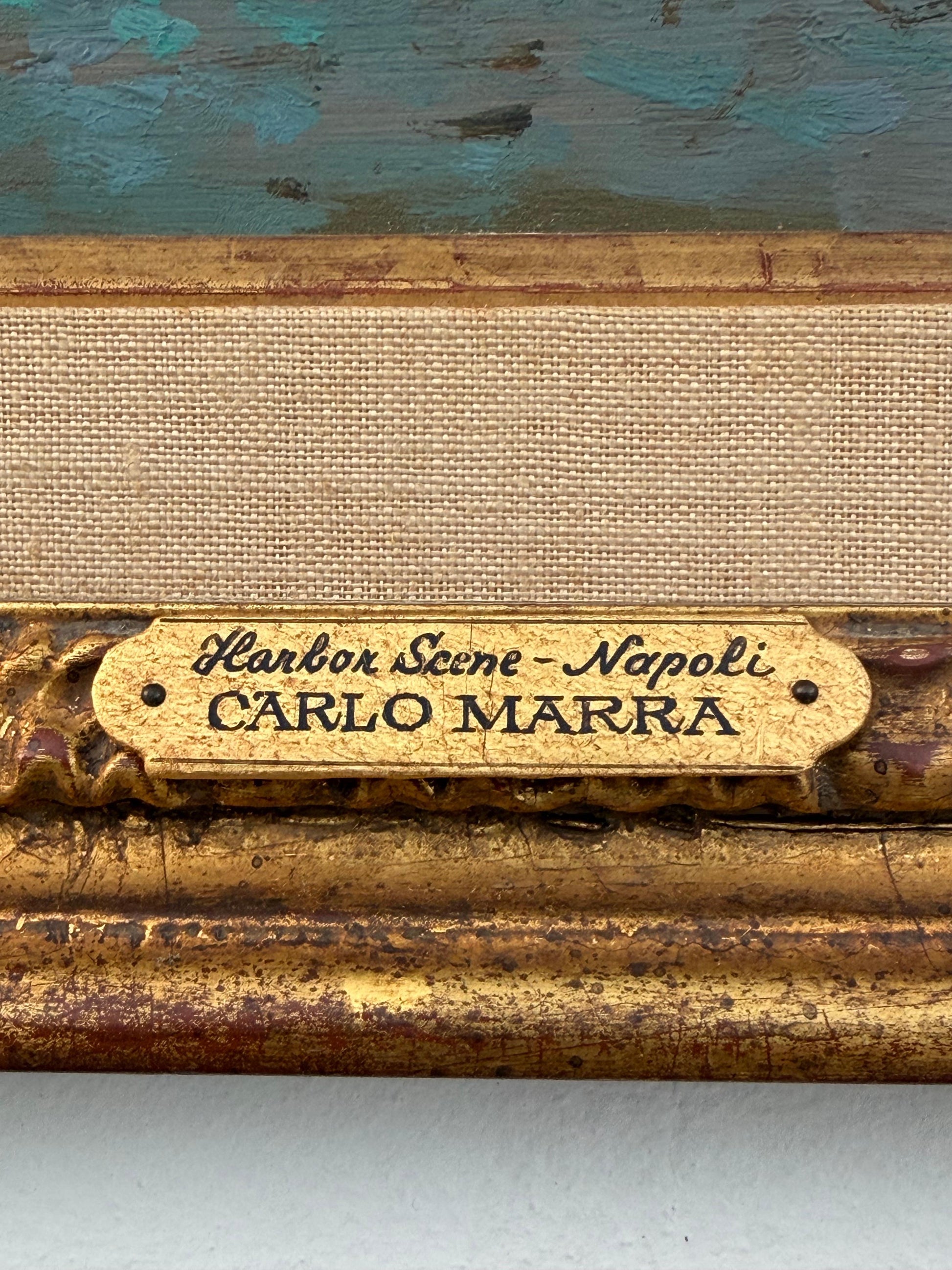 Frisman Vintage A Vintage Painting By Italian Artist Carlo Marra "Harbor Scene Napoli" ca' 1960'