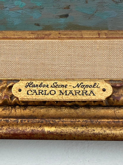 Frisman Vintage A Vintage Painting By Italian Artist Carlo Marra "Harbor Scene Napoli" ca' 1960'