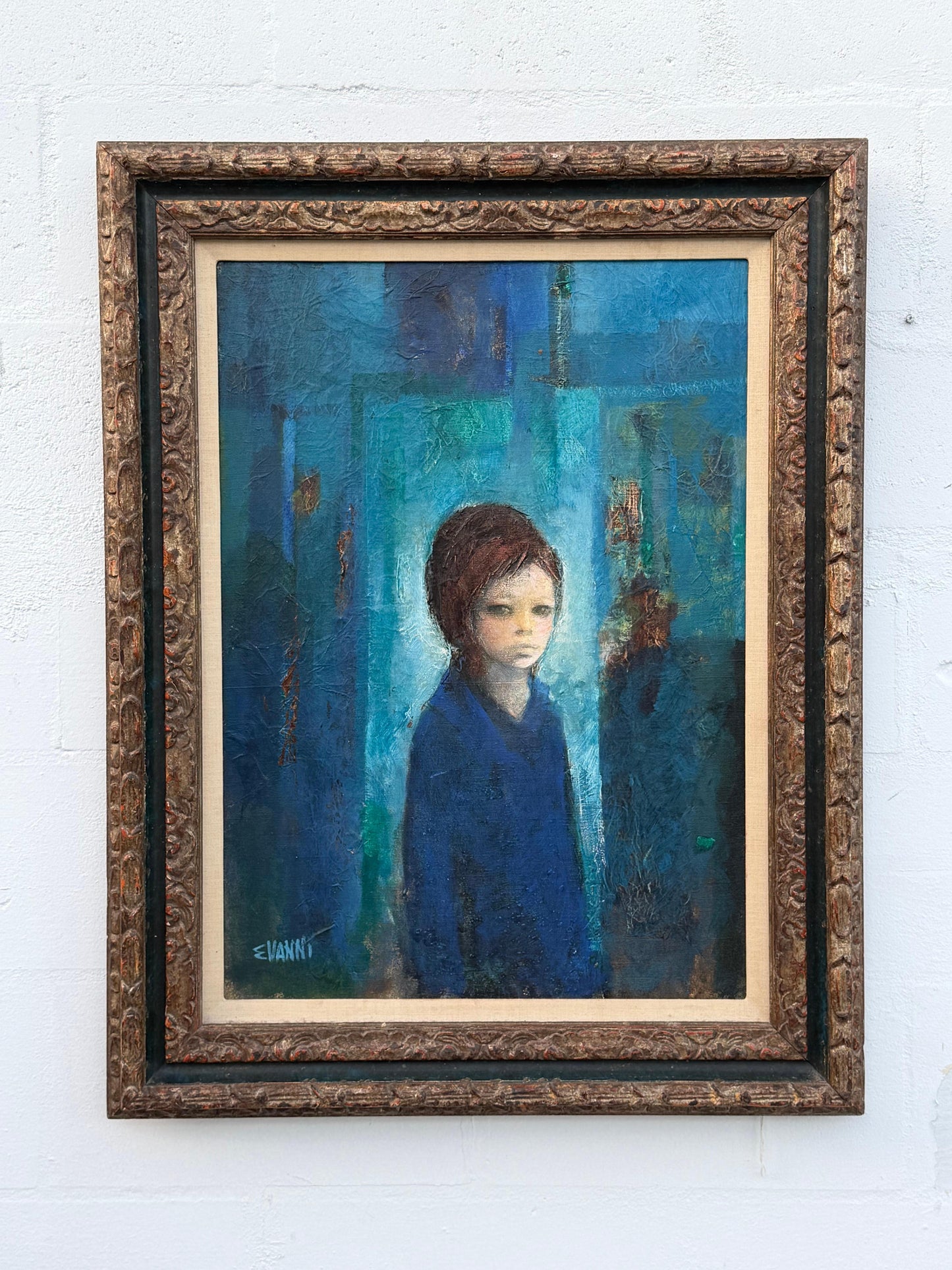 Frisman Vintage A Vintage Painting "Figure In Blue" By Ermanno Vanni ca' 1960's