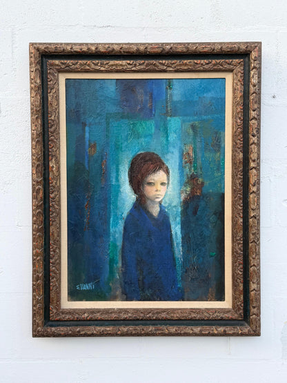 Frisman Vintage A Vintage Painting "Figure In Blue" By Ermanno Vanni ca' 1960's