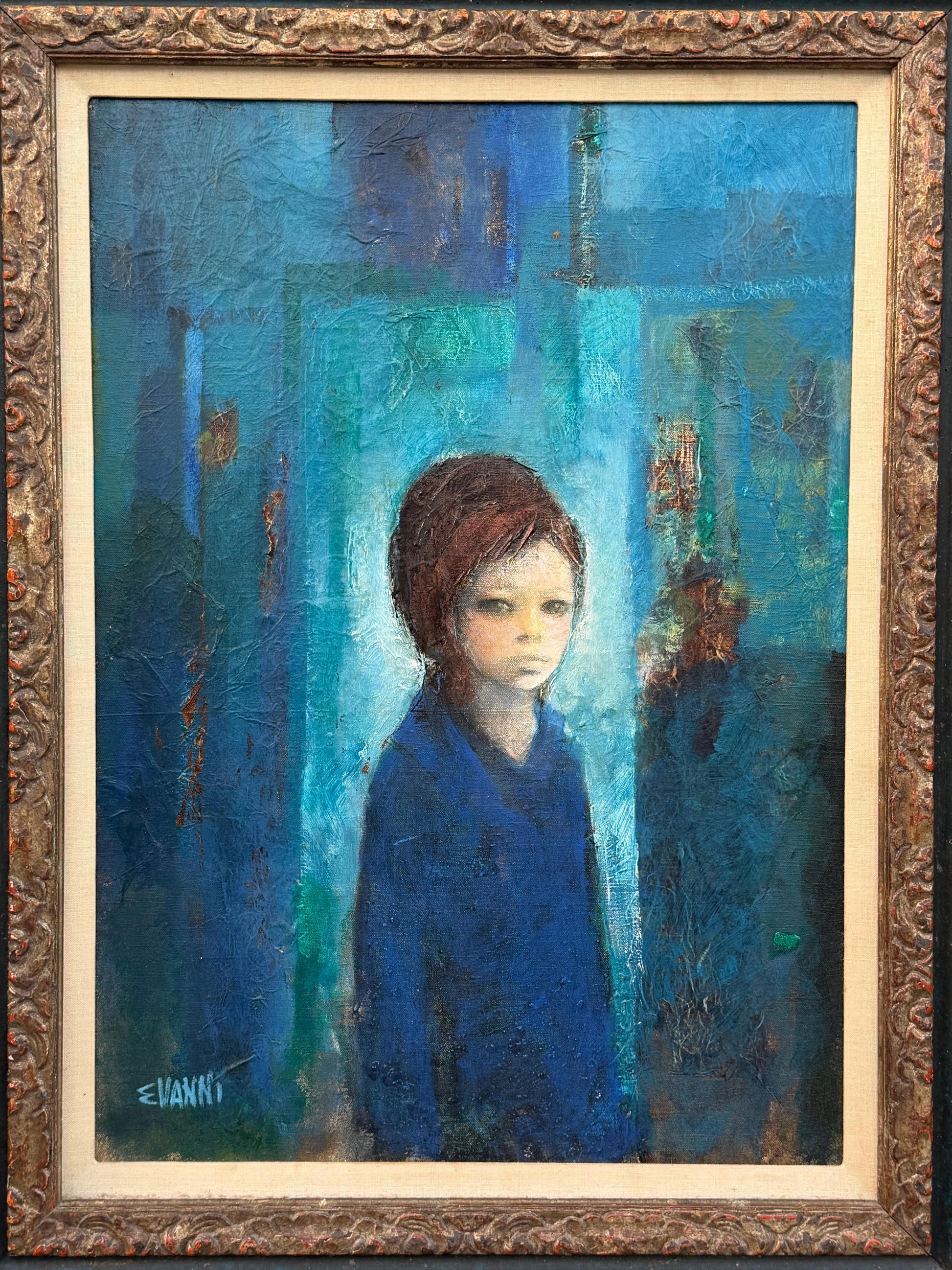 Frisman Vintage A Vintage Painting "Figure In Blue" By Ermanno Vanni ca' 1960's