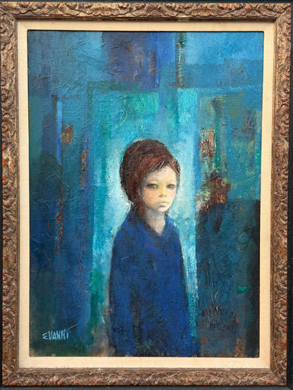 Frisman Vintage A Vintage Painting "Figure In Blue" By Ermanno Vanni ca' 1960's