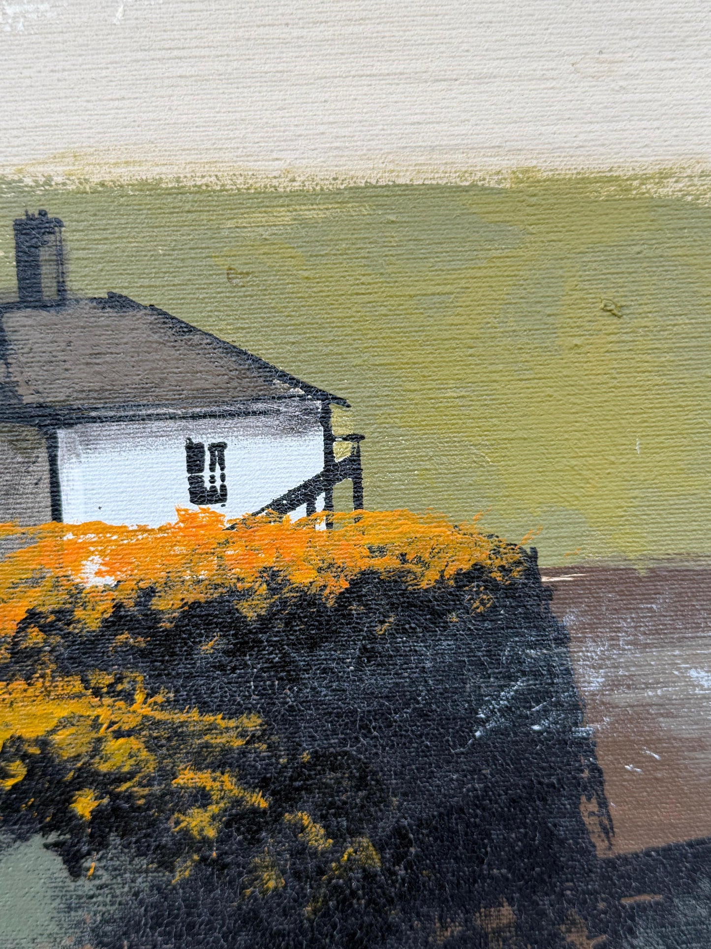 Frisman Vintage Lee Reynolds Abstract Nautical Impressionist Painting Lighthouse Harbor